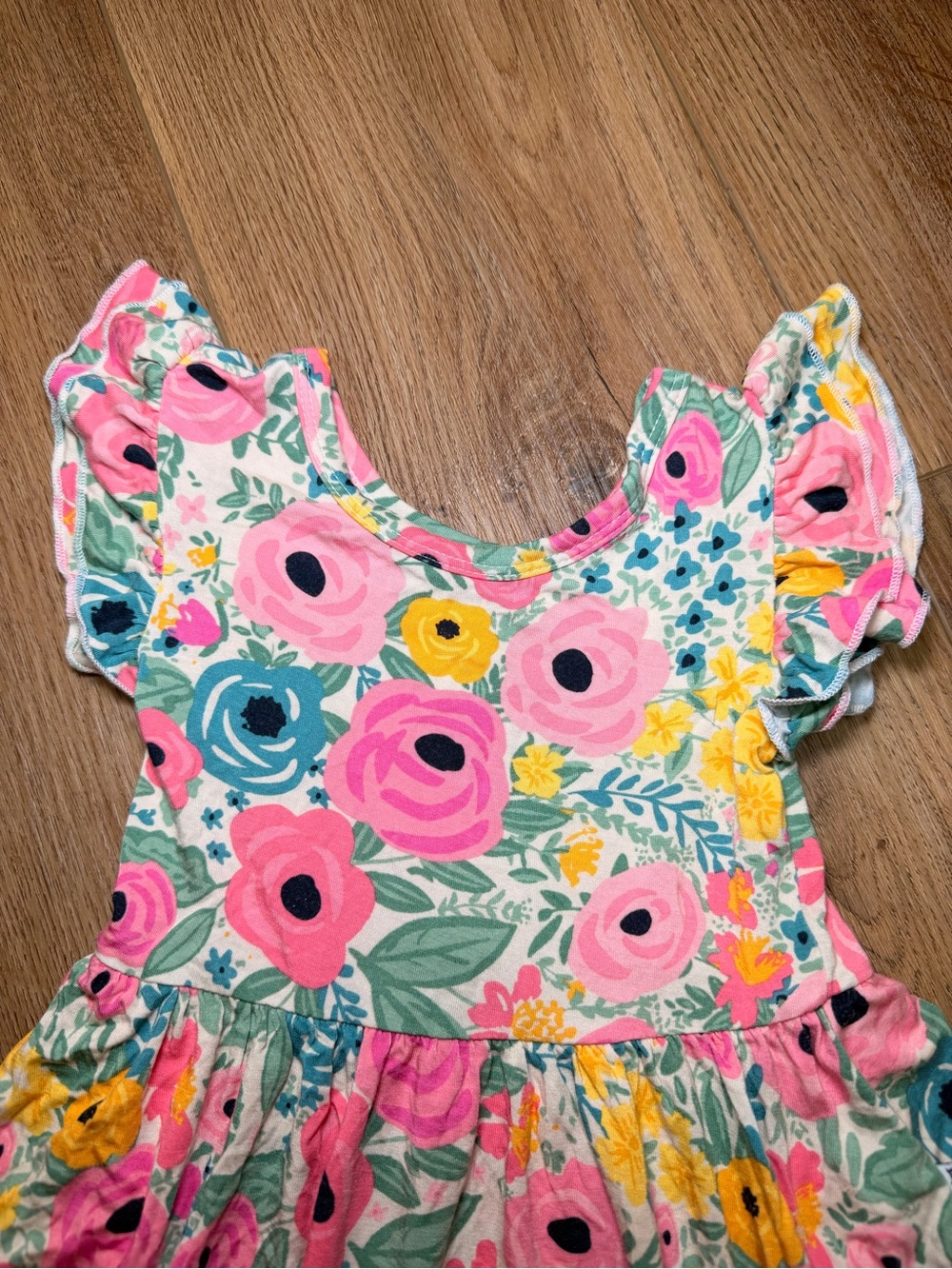 Little Sleepies Secret Garden Flutter Sleeve Twirl Bodysuit Dress 18-24M Floral - Picture 3 of 10